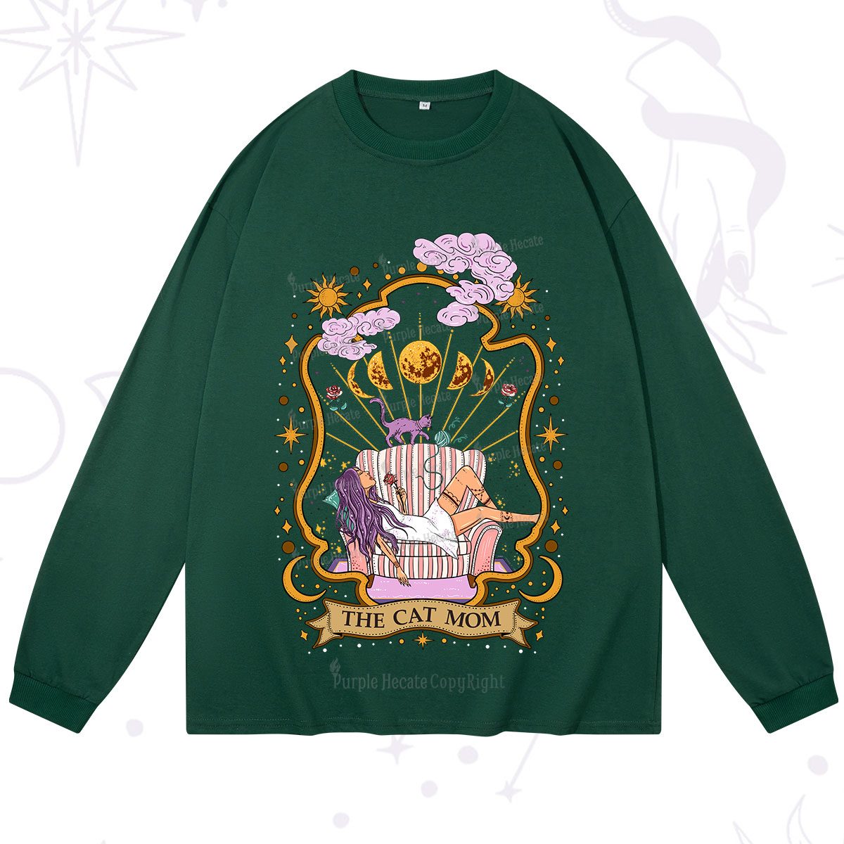 Purplehecate The Cat Mom Goddess Long Sleeve T-Shirt