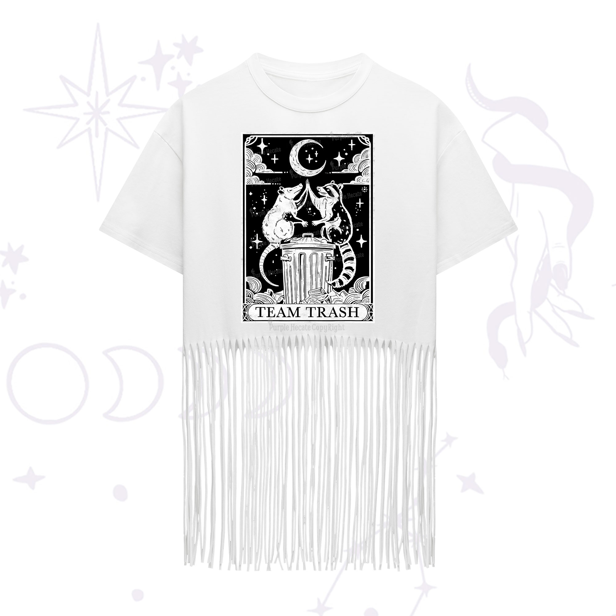 Purplehecate The Team Trash Tarot Fringe Hem T-Shirt