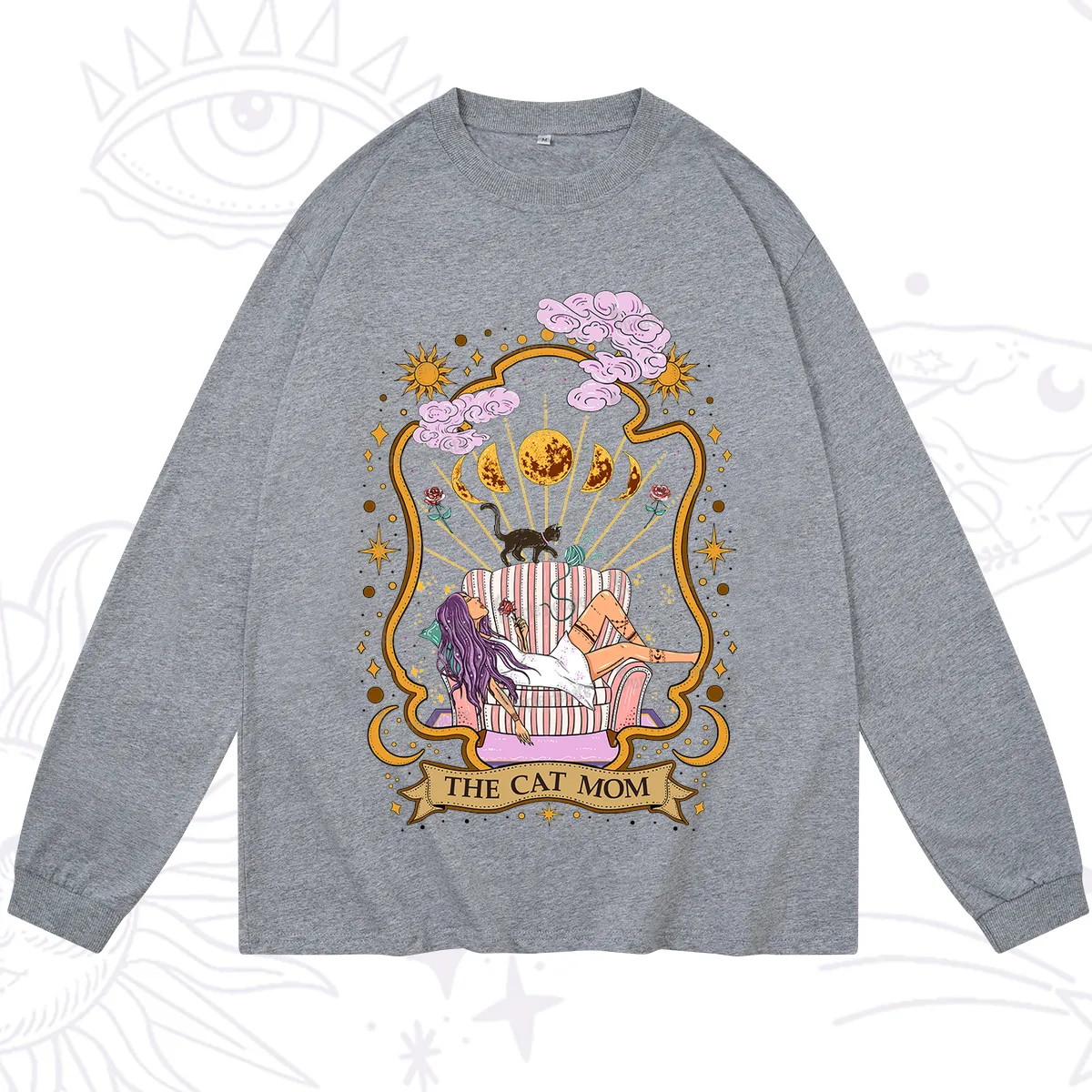 Purplehecate The Cat Mom Goddess Long Sleeve T-Shirt