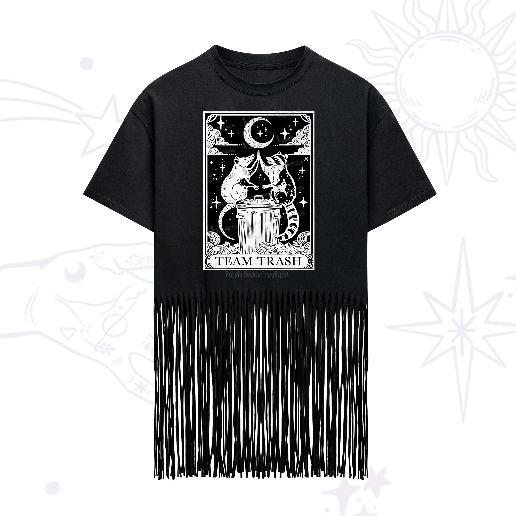 Purplehecate The Team Trash Tarot Fringe Hem T-Shirt