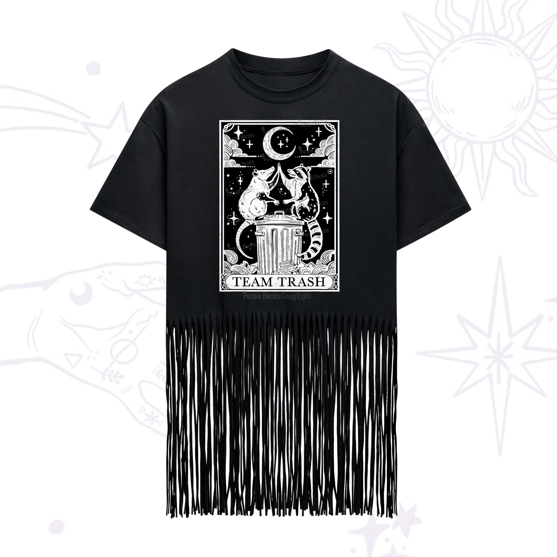 Purplehecate The Team Trash Tarot Fringe Hem T-Shirt