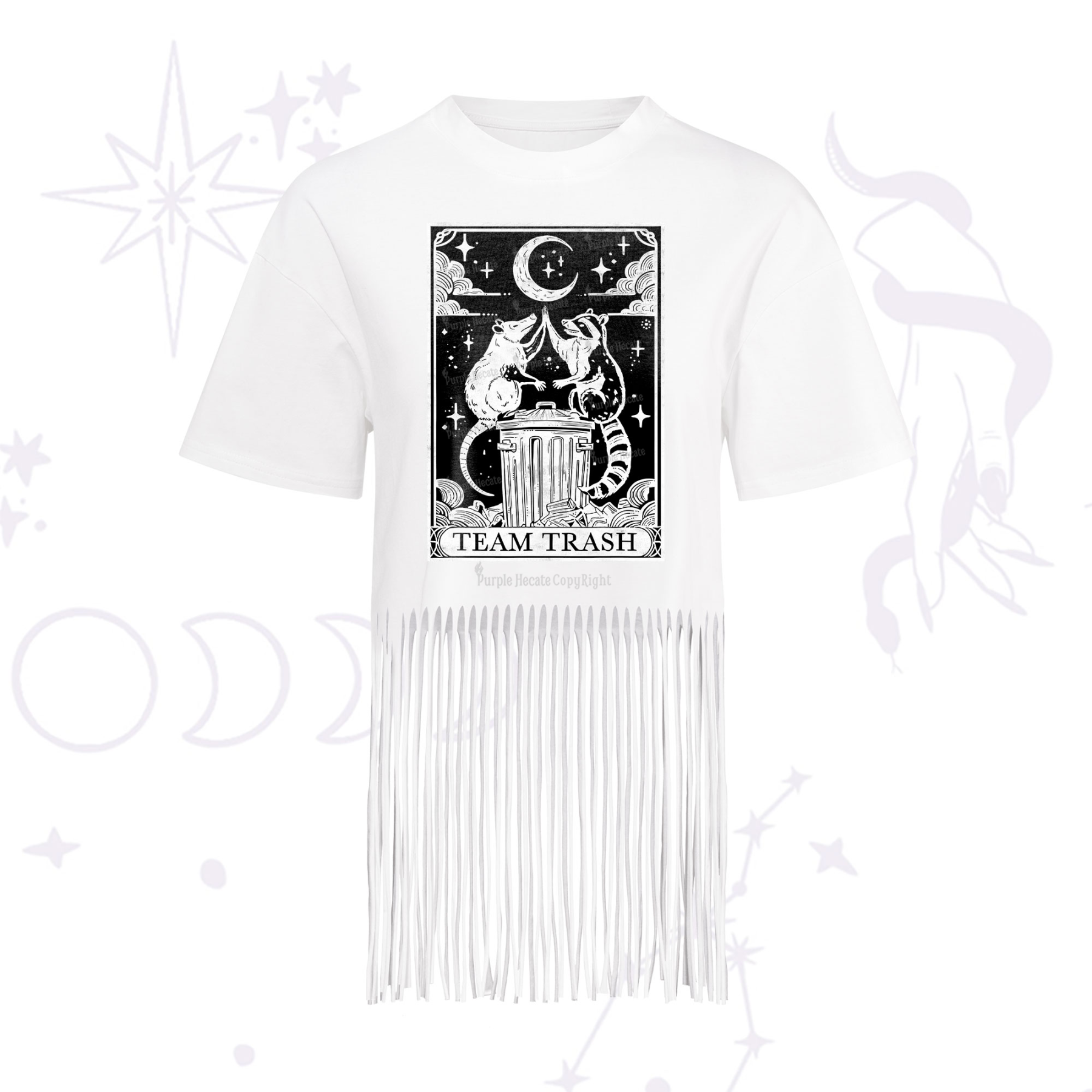 Purplehecate The Team Trash Tarot Fringe Hem T-Shirt