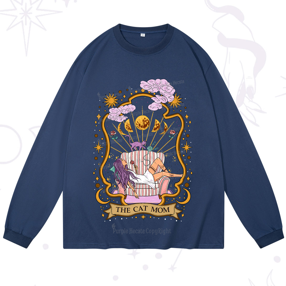Purplehecate The Cat Mom Goddess Long Sleeve T-Shirt