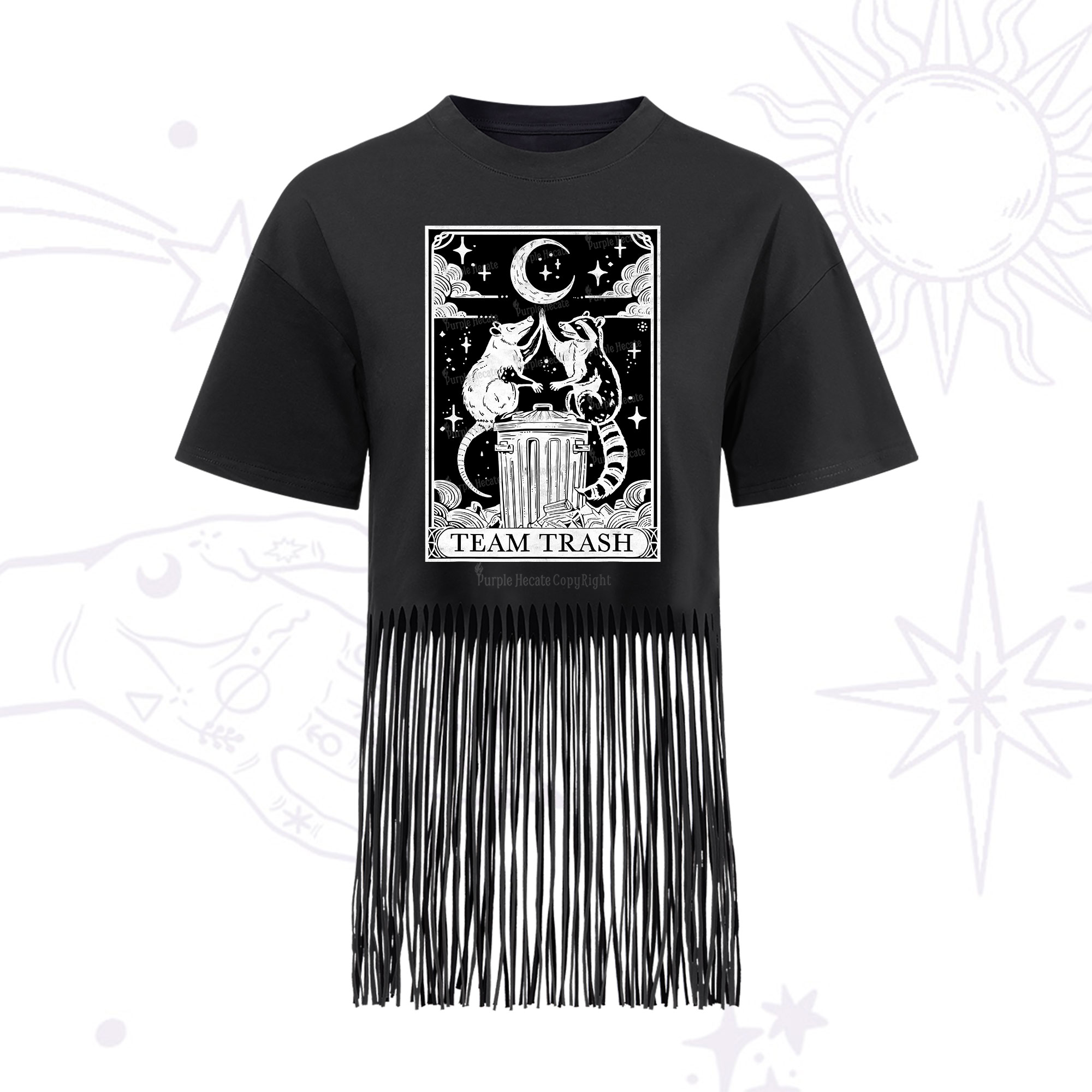 Purplehecate The Team Trash Tarot Fringe Hem T-Shirt