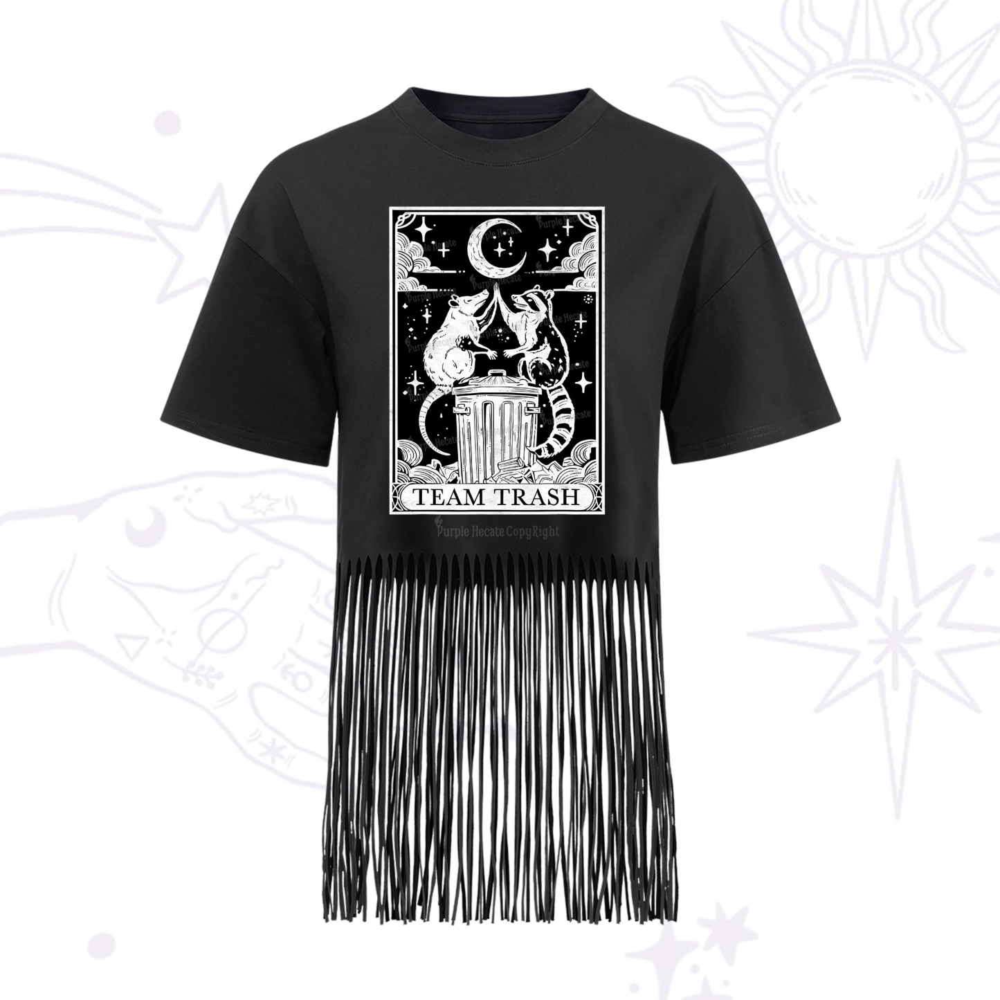 Purplehecate The Team Trash Tarot Fringe Hem T-Shirt