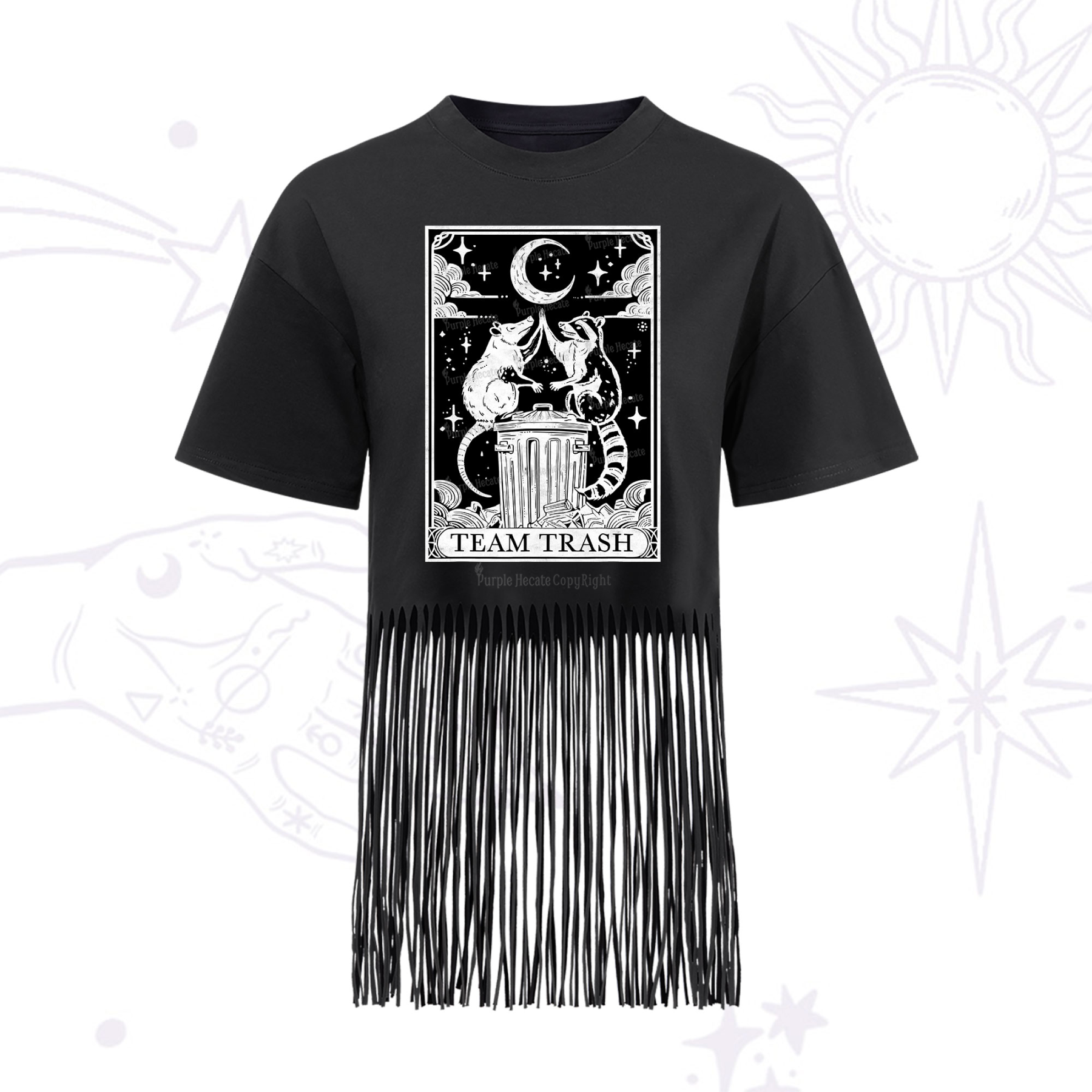 Purplehecate The Team Trash Tarot Fringe Hem T-Shirt