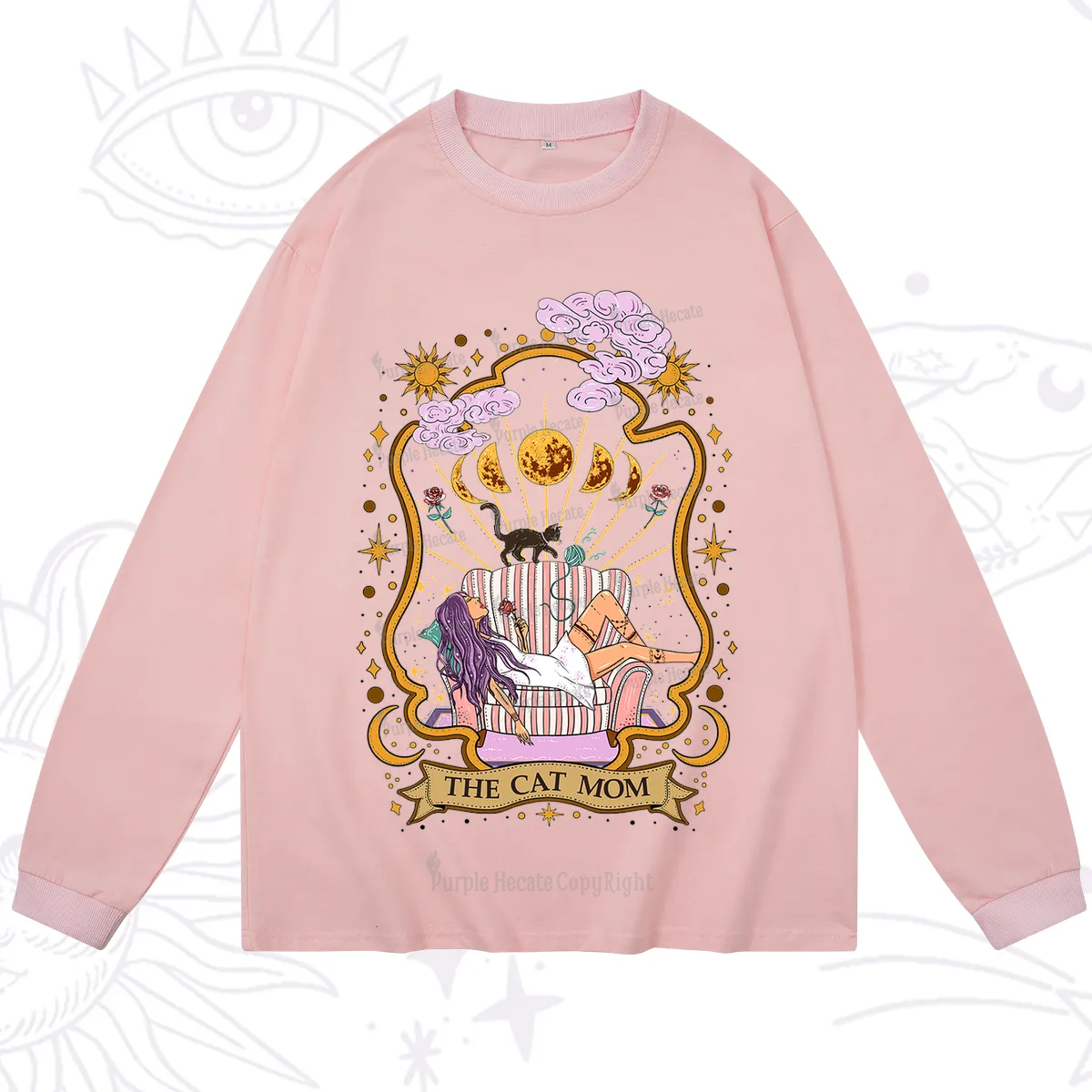 Purplehecate The Cat Mom Goddess Long Sleeve T-Shirt