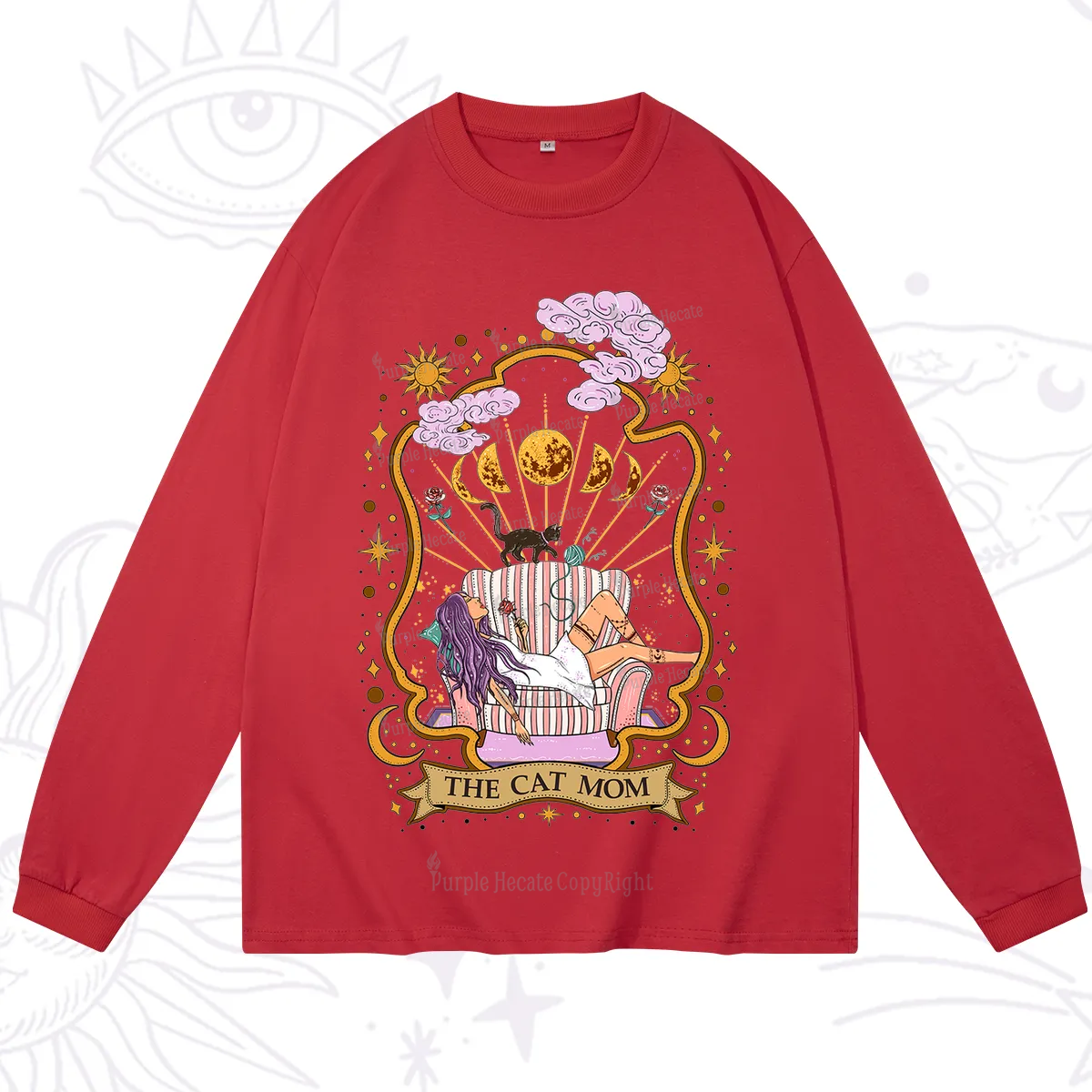 Purplehecate The Cat Mom Goddess Long Sleeve T-Shirt