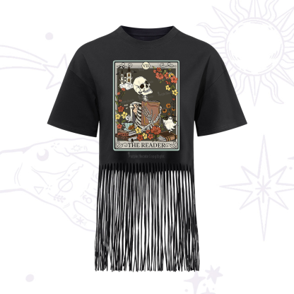Purplehecate The Reader Tarot Card Fringe Hem T-Shirt