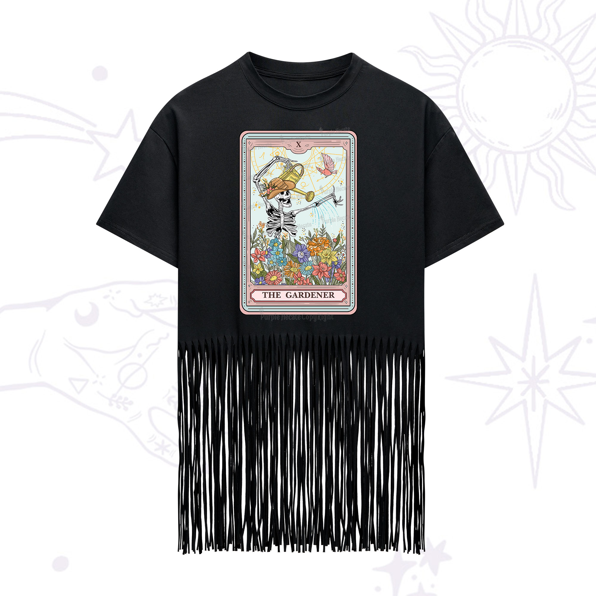 Purplehecate The Gardener Tarot Fringe Hem T-Shirt