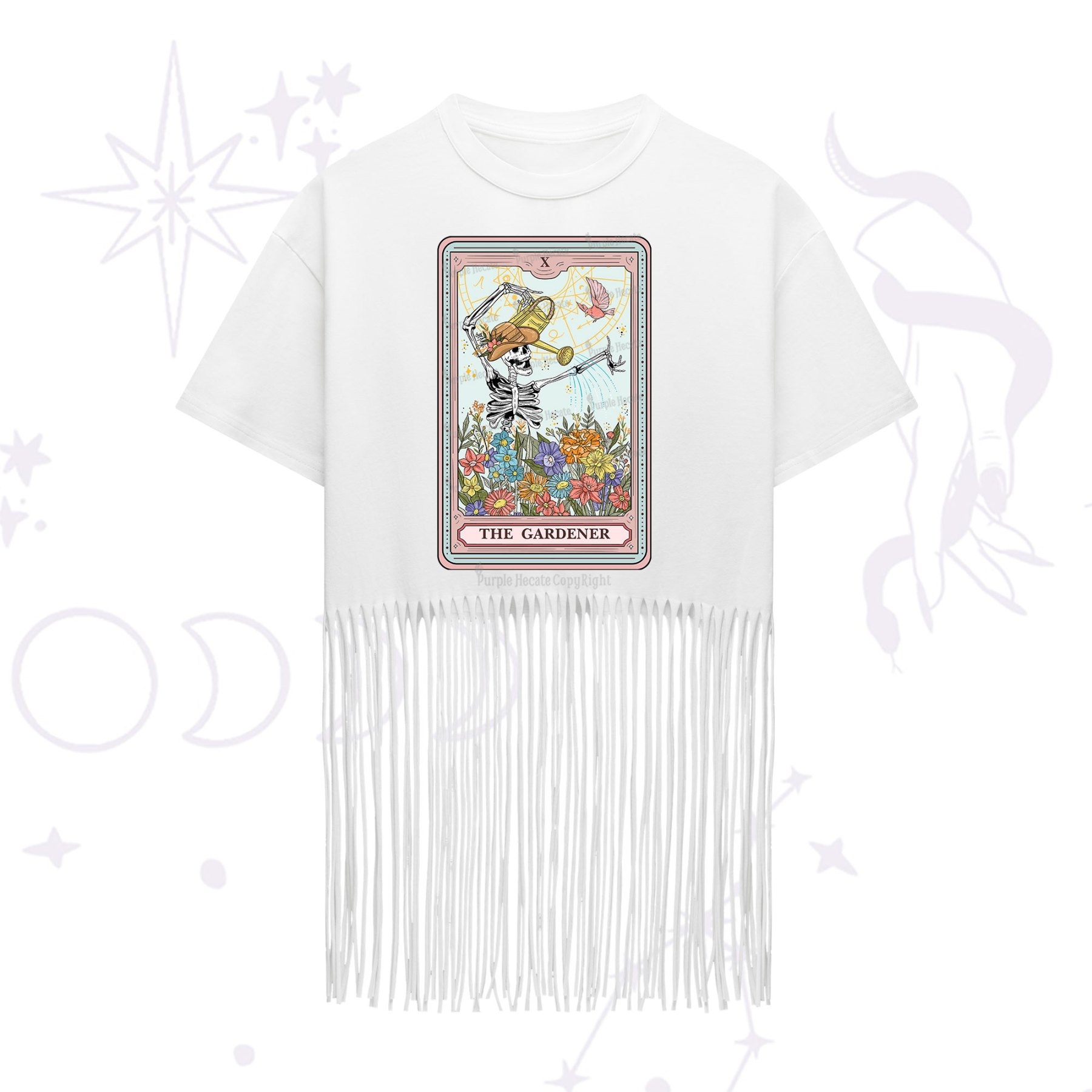Purplehecate The Gardener Tarot Fringe Hem T-Shirt