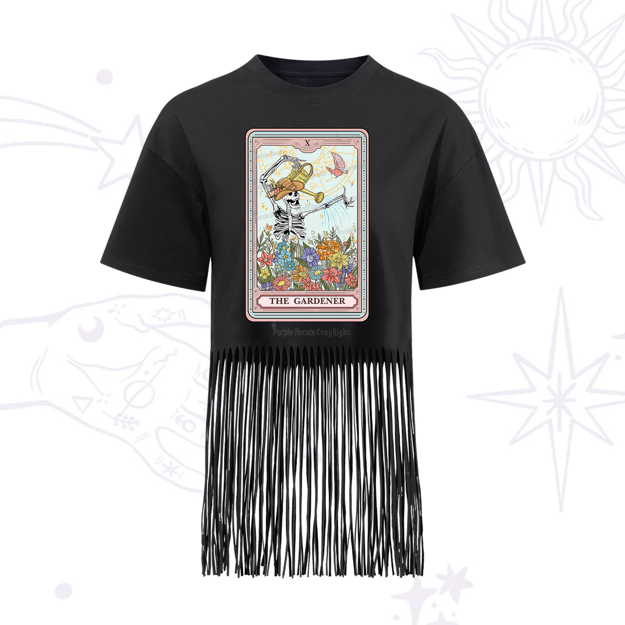 Purplehecate The Gardener Tarot Fringe Hem T-Shirt