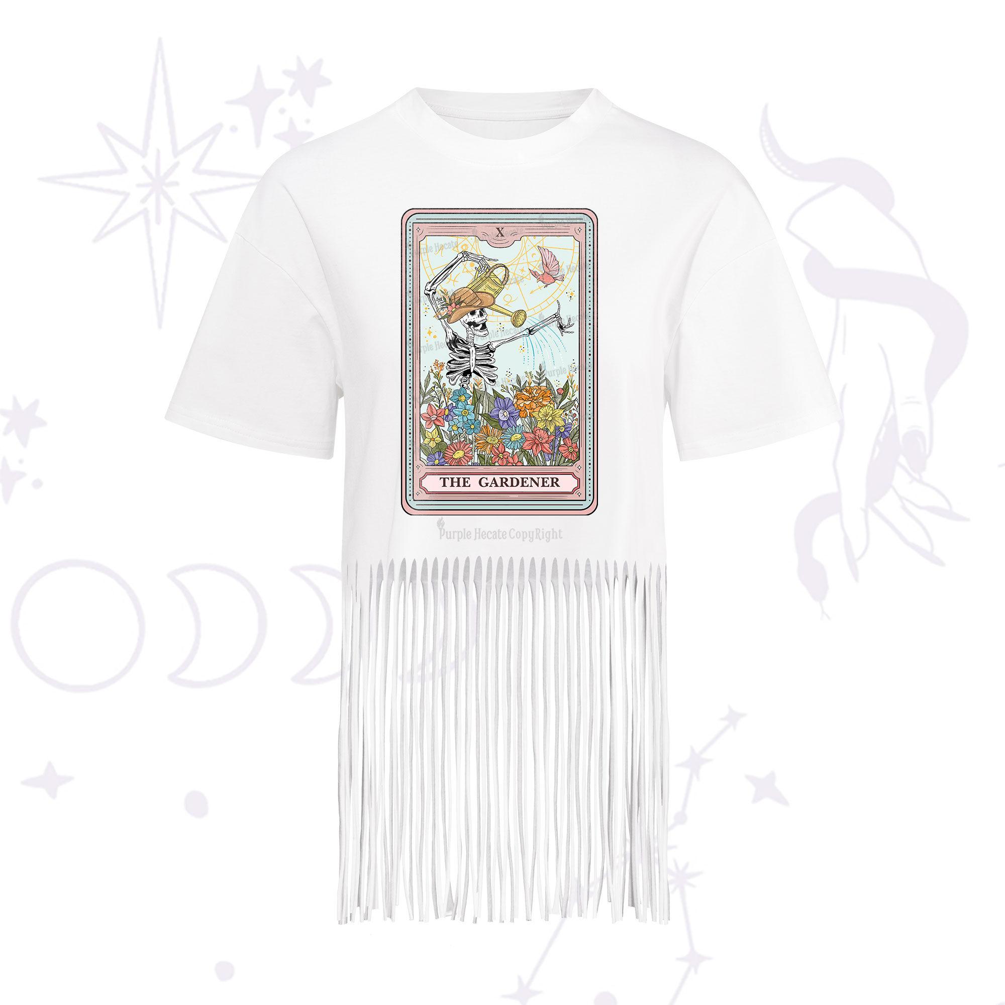 Purplehecate The Gardener Tarot Fringe Hem T-Shirt
