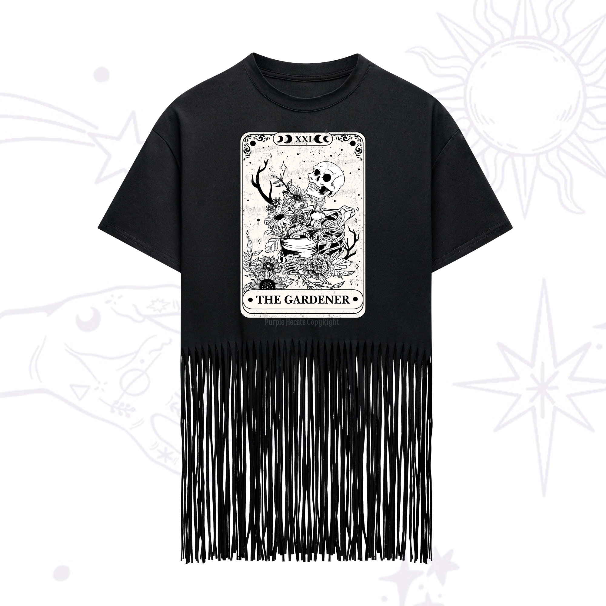Purplehecate The Gardener Tarot Fringe Hem T-Shirt