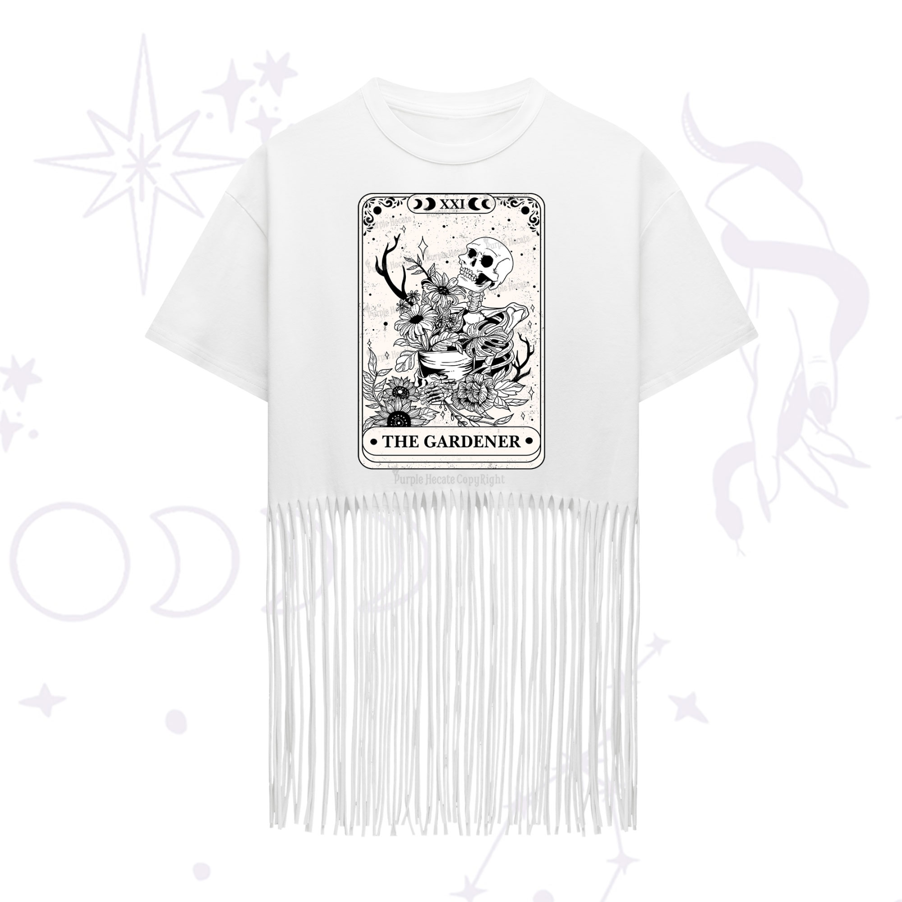 Purplehecate The Gardener Tarot Fringe Hem T-Shirt