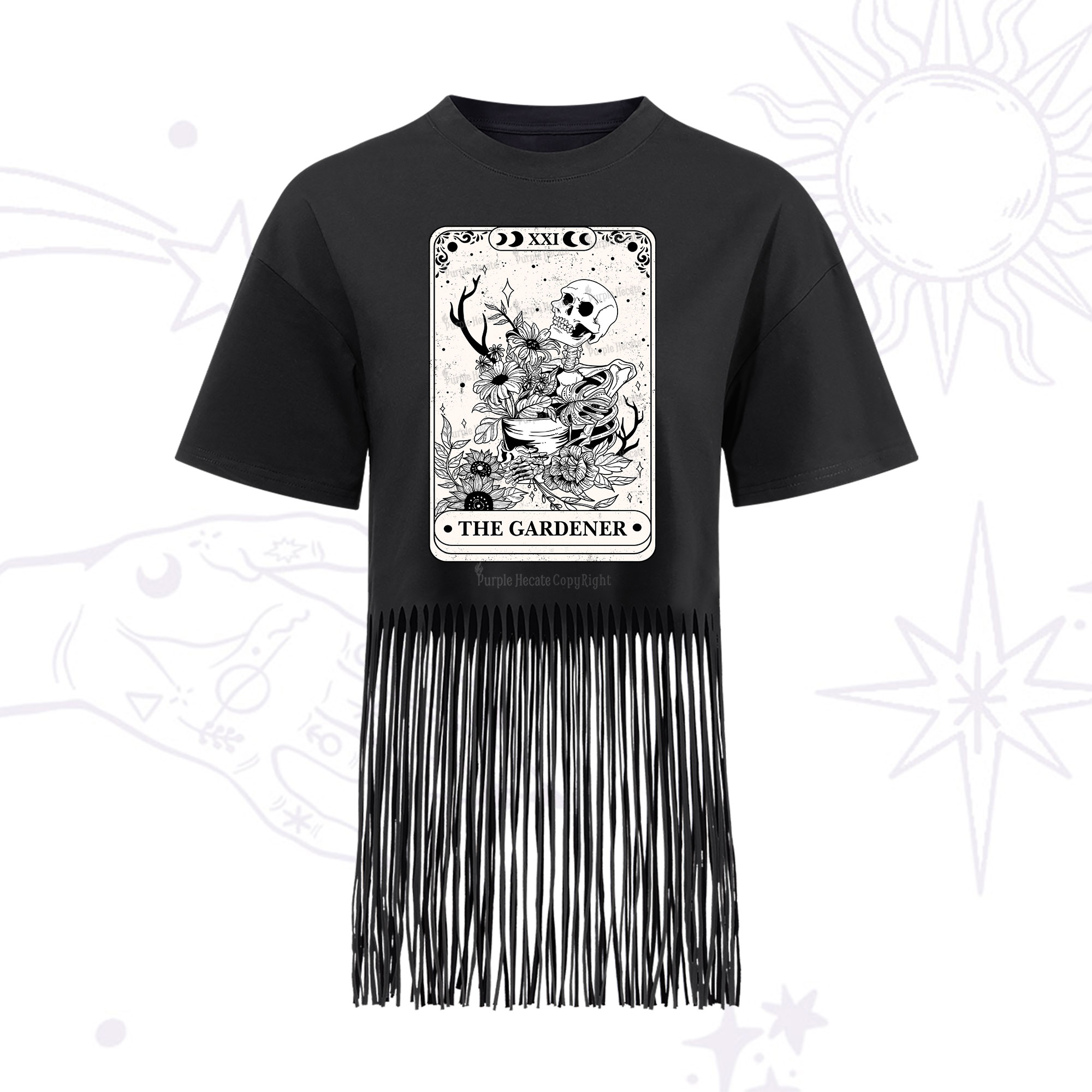 Purplehecate The Gardener Tarot Fringe Hem T-Shirt