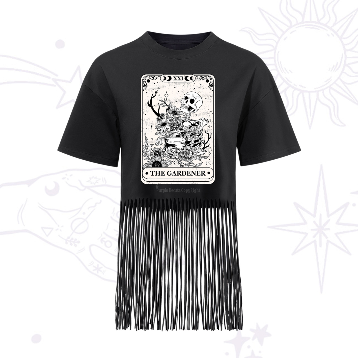 Purplehecate The Gardener Tarot Fringe Hem T-Shirt