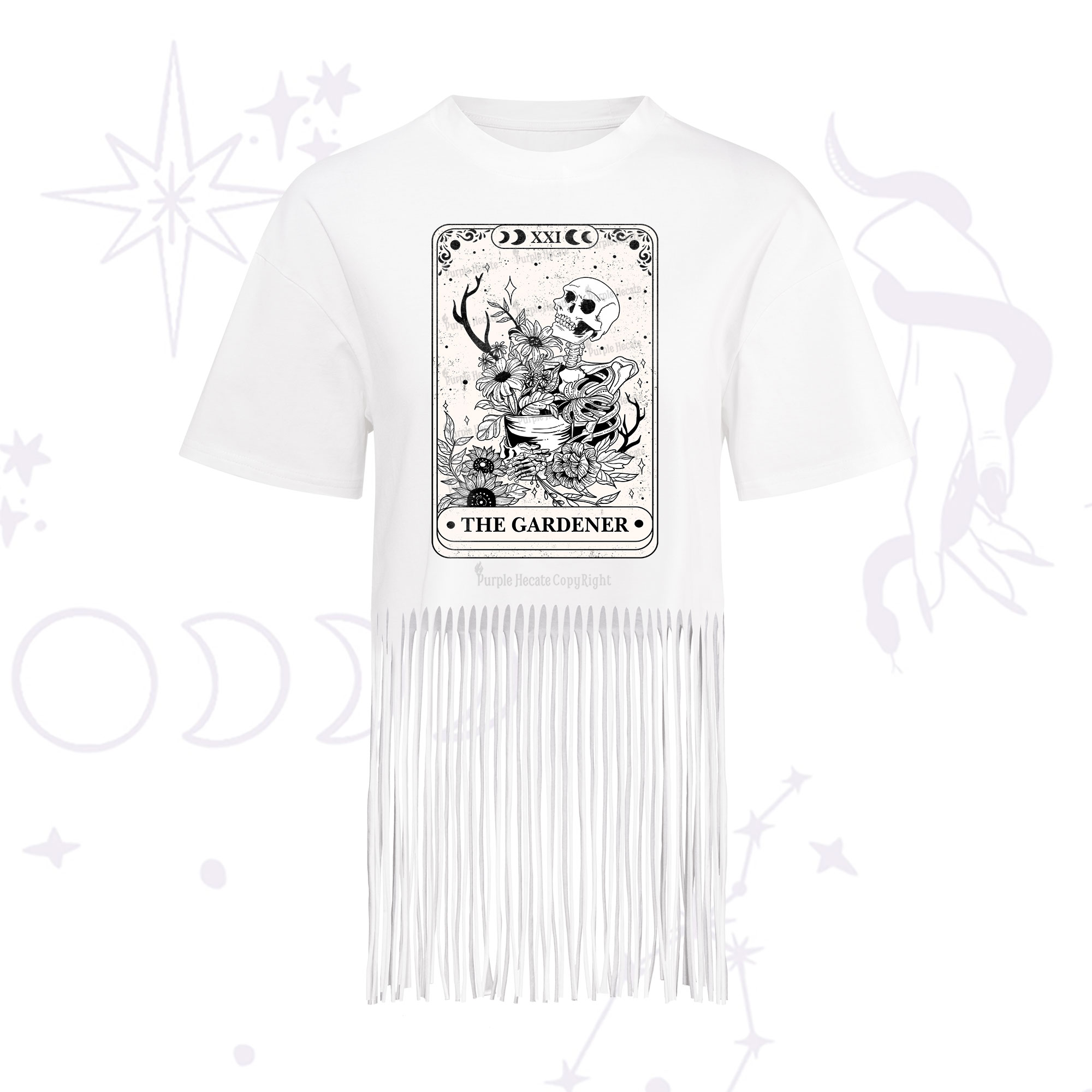 Purplehecate The Gardener Tarot Fringe Hem T-Shirt