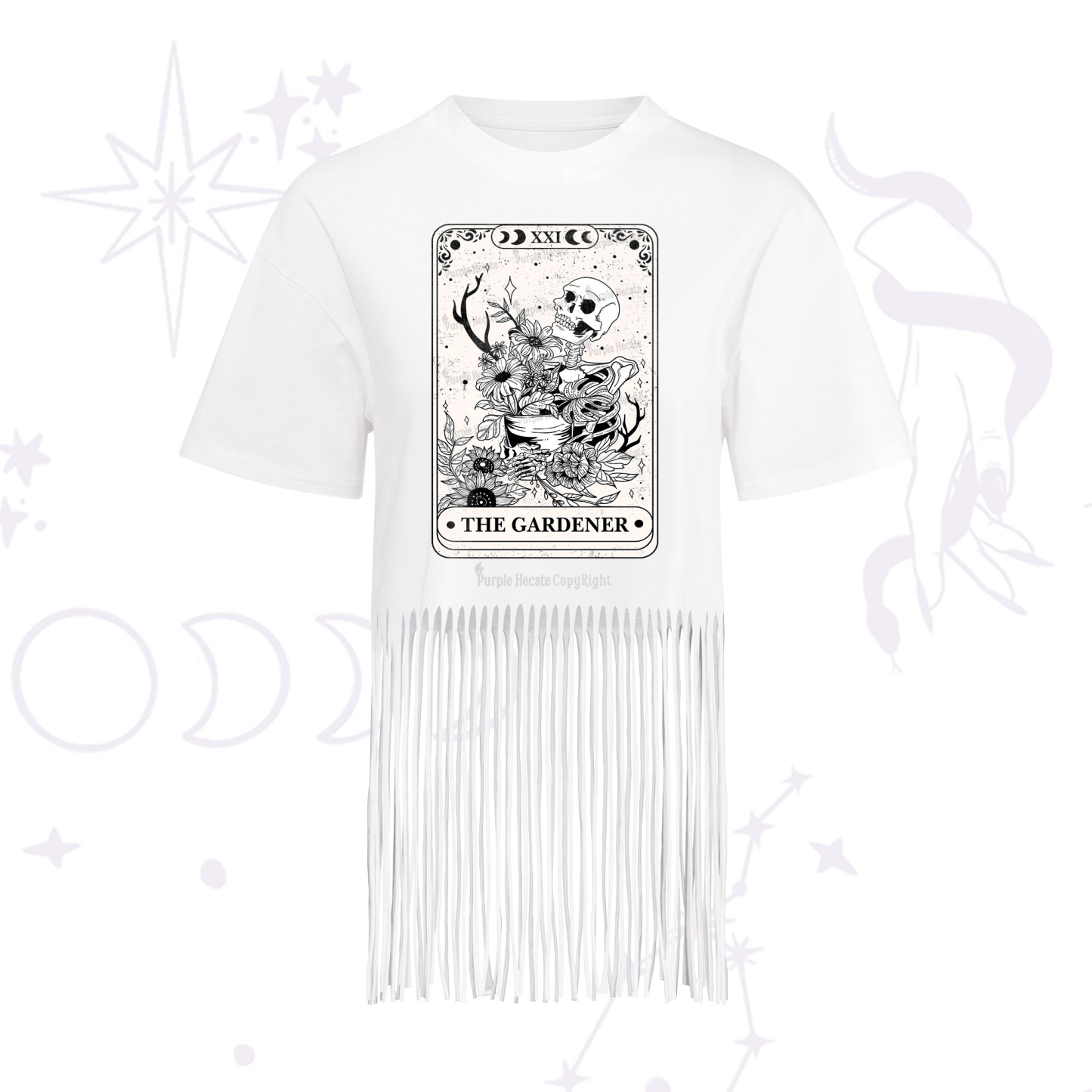 Purplehecate The Gardener Tarot Fringe Hem T-Shirt