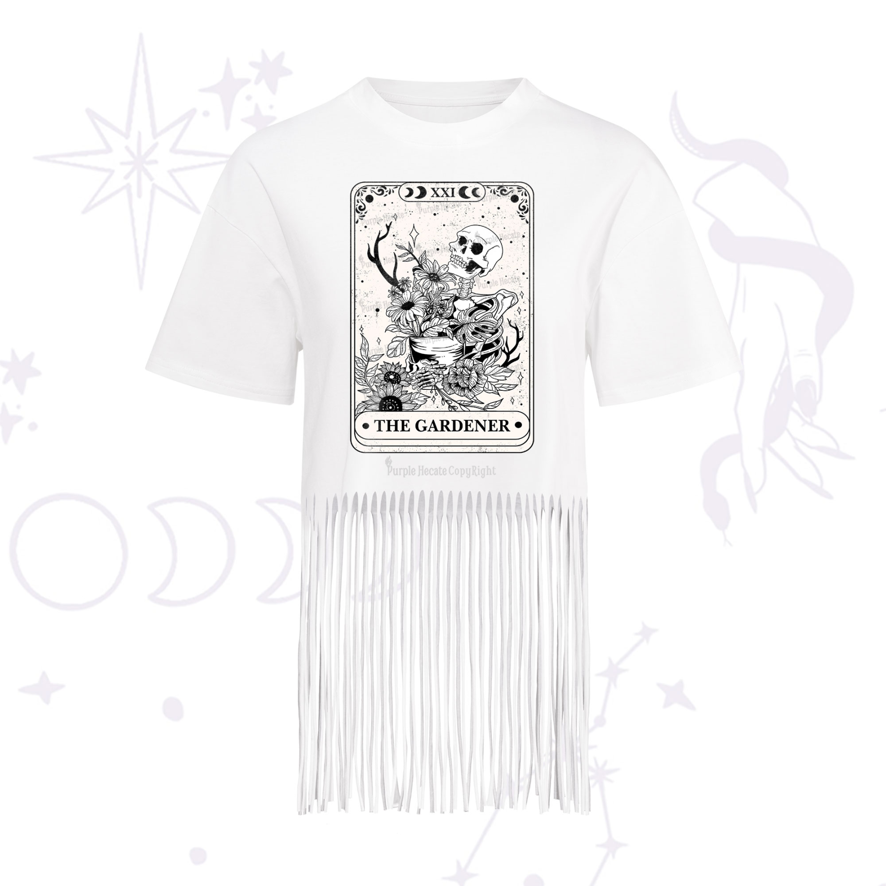 Purplehecate The Gardener Tarot Fringe Hem T-Shirt