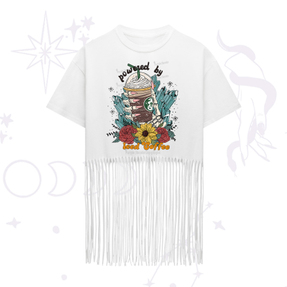 Purplehecate Powered By Ice Coffee Fringe Hem T-Shirt