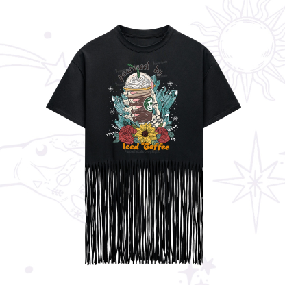 Purplehecate Powered By Ice Coffee Fringe Hem T-Shirt
