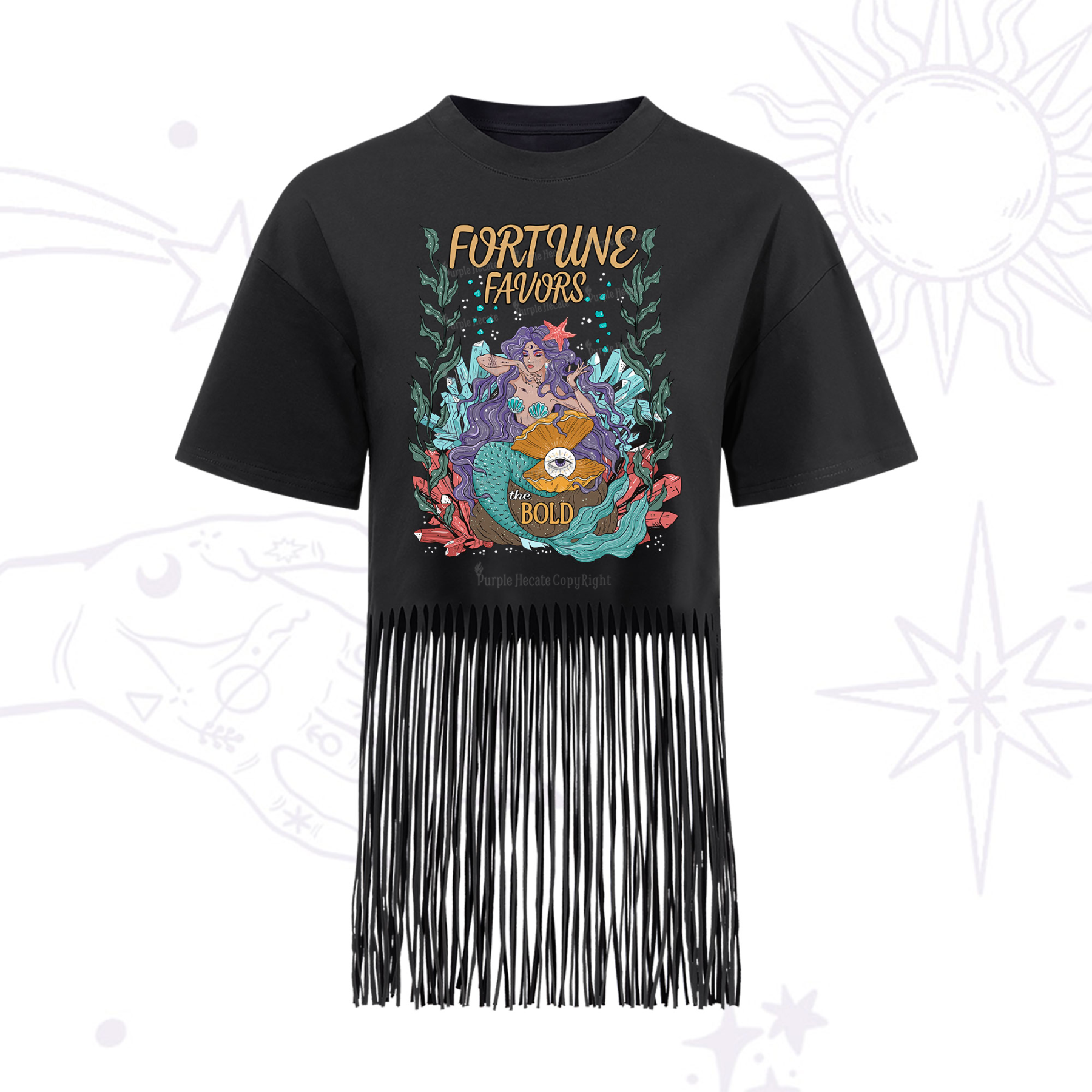 Purplehecate Fortune Favors The Bold Fringe Hem T-Shirt