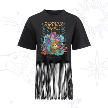 Purplehecate Fortune Favors The Bold Fringe Hem T-Shirt