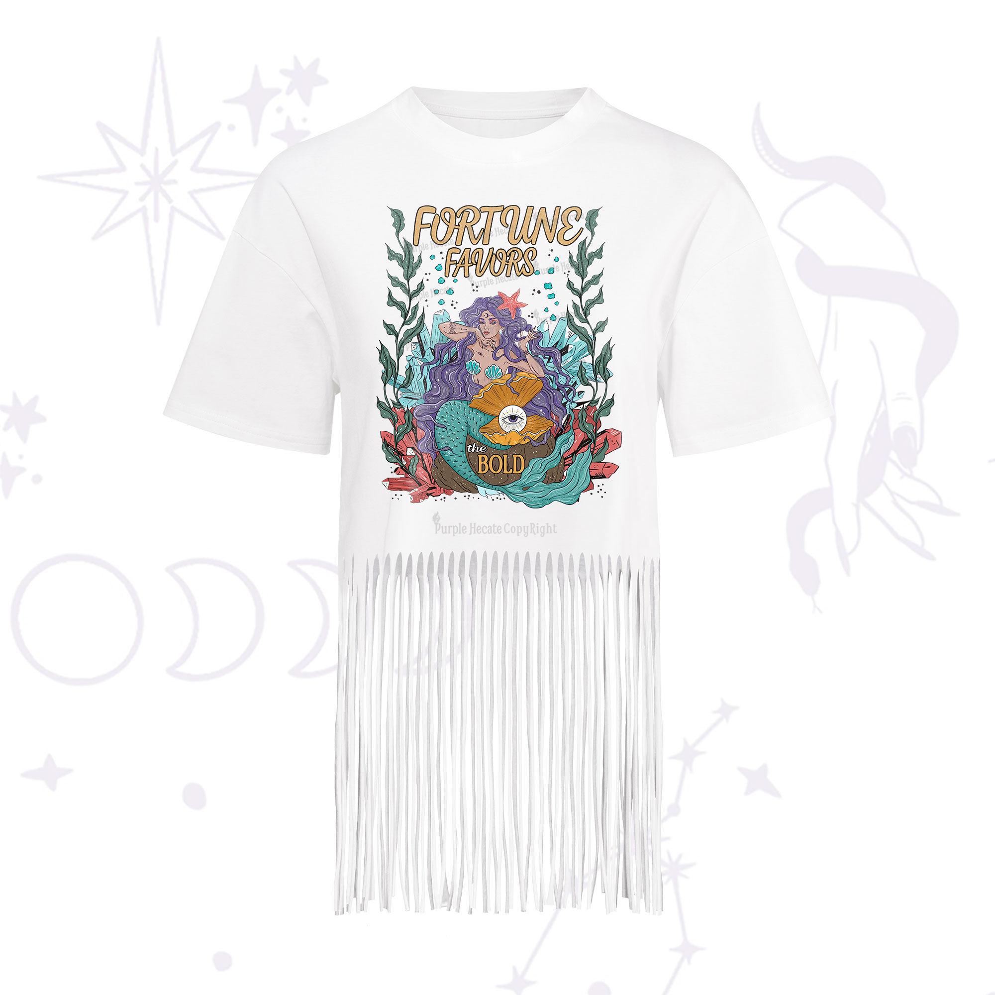 Purplehecate Fortune Favors The Bold Fringe Hem T-Shirt