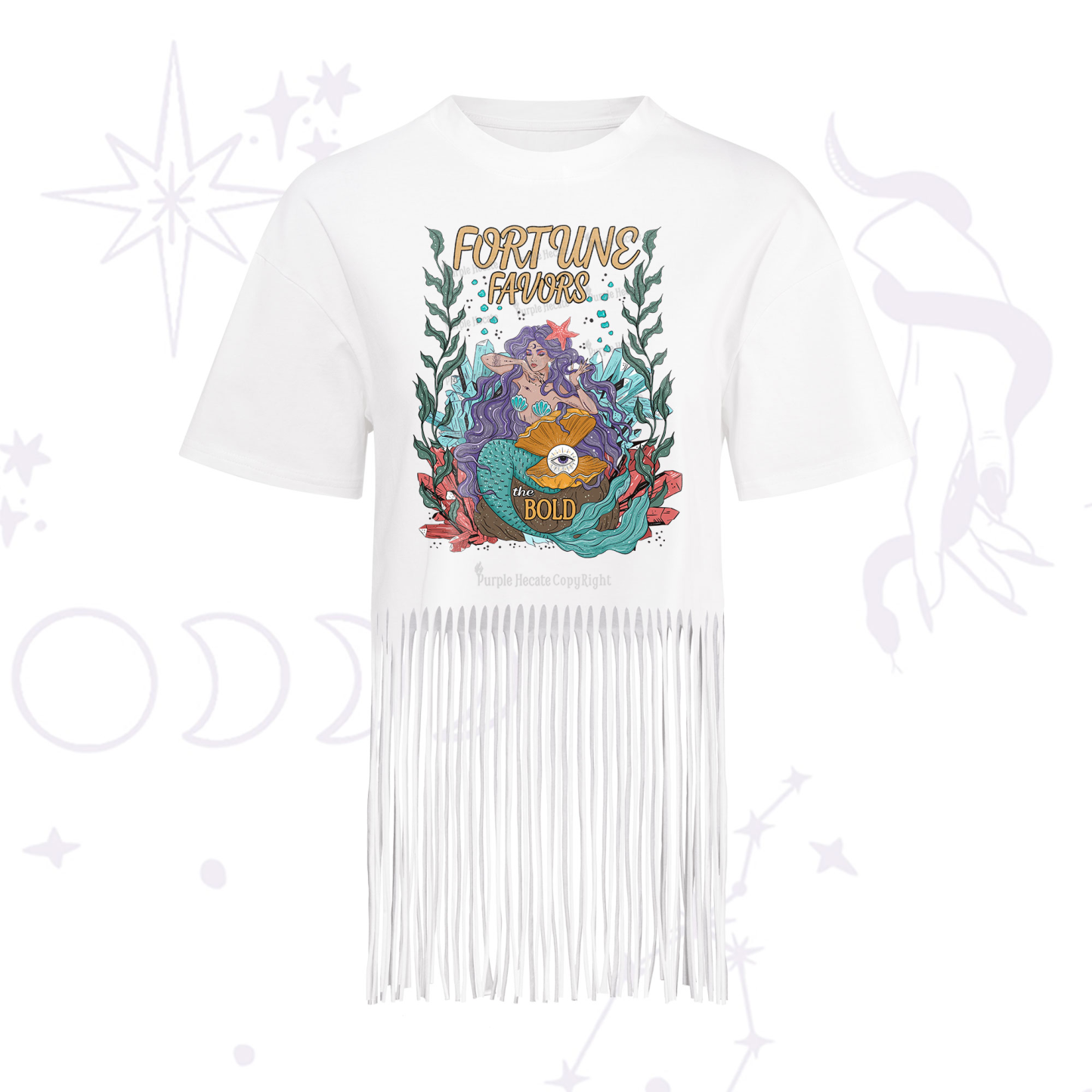 Purplehecate Fortune Favors The Bold Fringe Hem T-Shirt