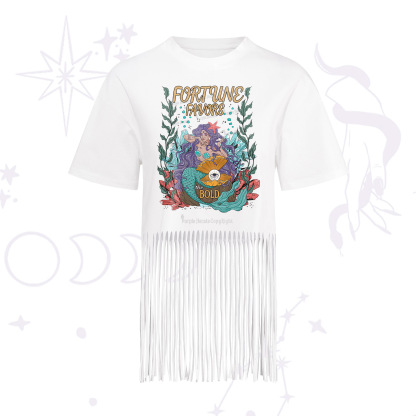 Purplehecate Fortune Favors The Bold Fringe Hem T-Shirt