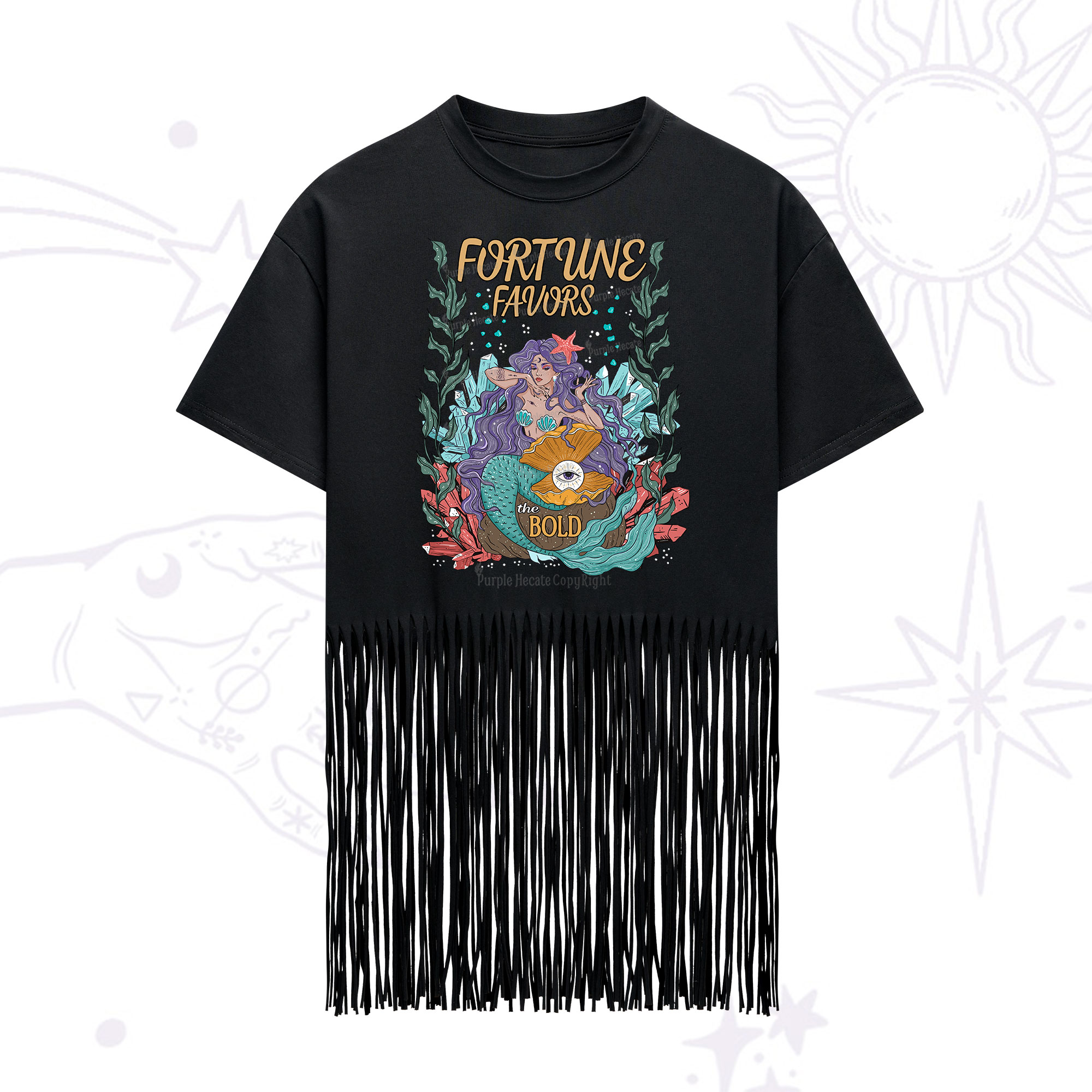 Purplehecate Fortune Favors The Bold Fringe Hem T-Shirt