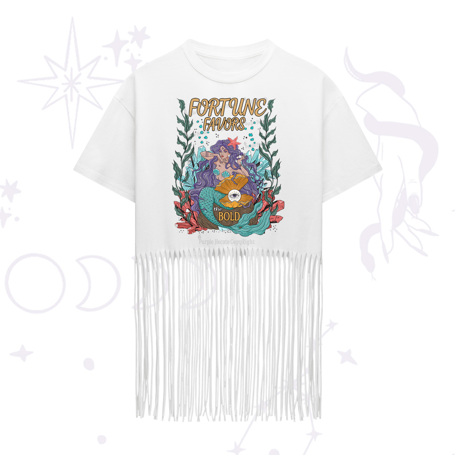 Purplehecate Fortune Favors The Bold Fringe Hem T-Shirt