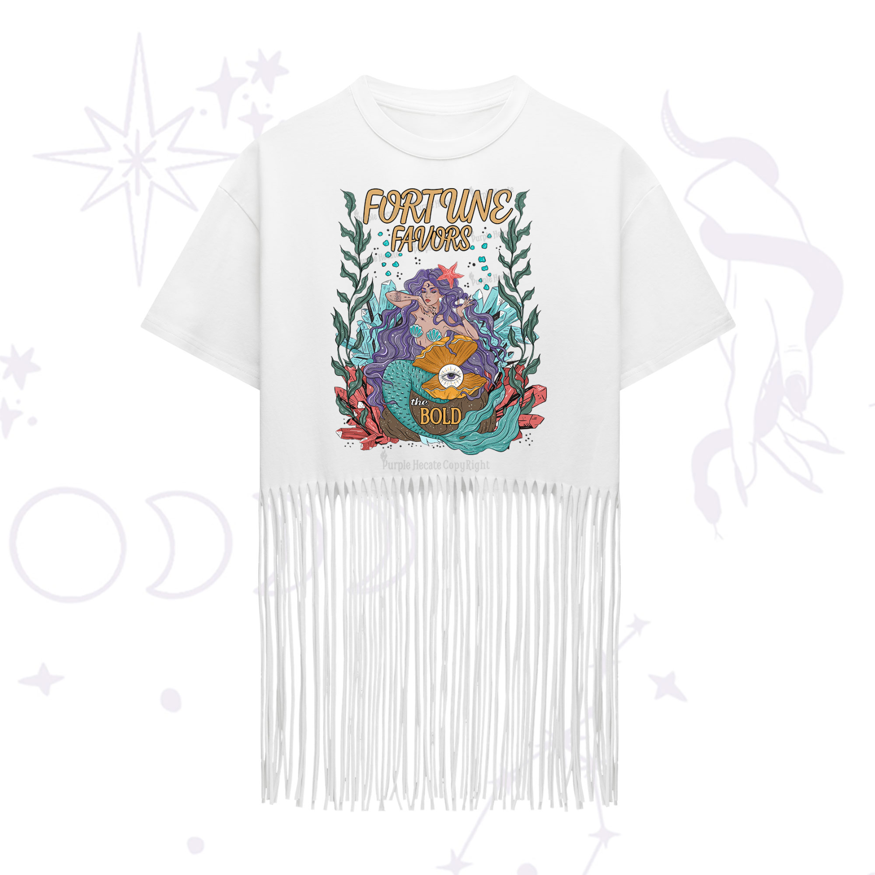 Purplehecate Fortune Favors The Bold Fringe Hem T-Shirt