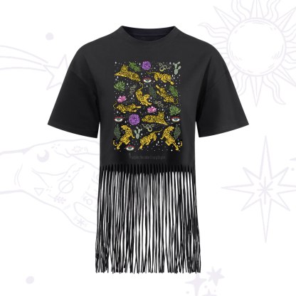 Purplehecate Desert Tiger Fringe Hem T-Shirt