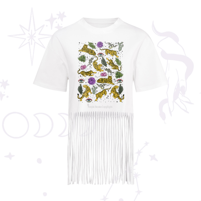Purplehecate Desert Tiger Fringe Hem T-Shirt