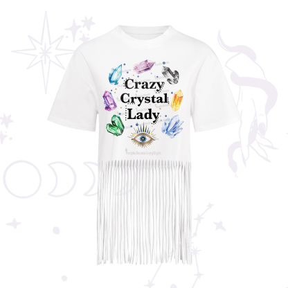 Purplehecate Crazy Crystal Lady Fringe Hem T-Shirt