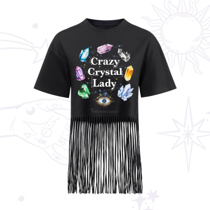Purplehecate Crazy Crystal Lady Fringe Hem T-Shirt