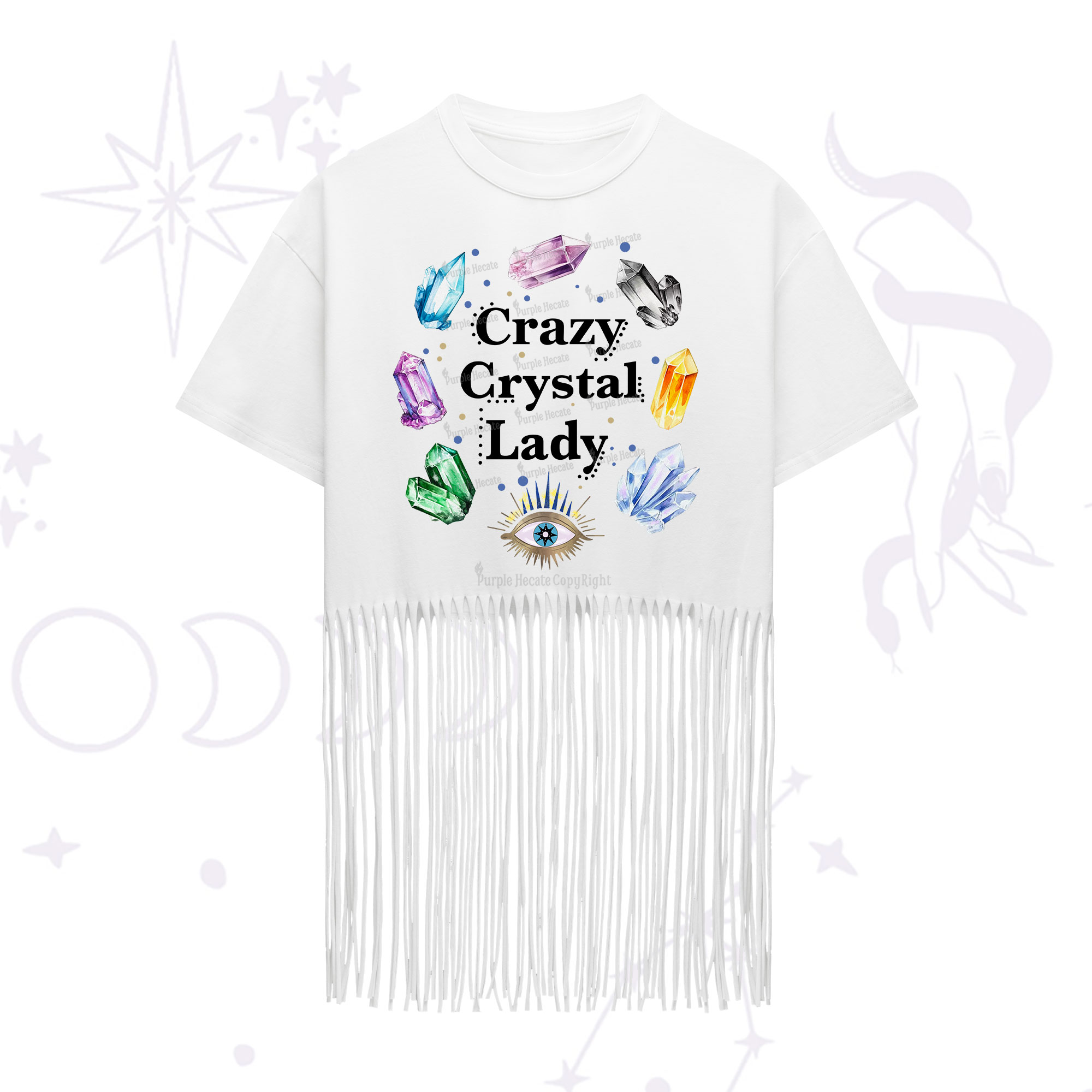 Purplehecate Crazy Crystal Lady Fringe Hem T-Shirt