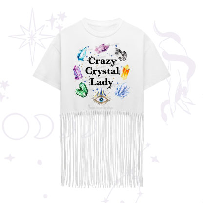 Purplehecate Crazy Crystal Lady Fringe Hem T-Shirt