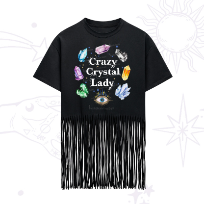 Purplehecate Crazy Crystal Lady Fringe Hem T-Shirt