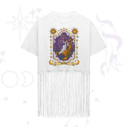 Purplehecate Scorpio Zodiac Fringe Hem T-Shirt