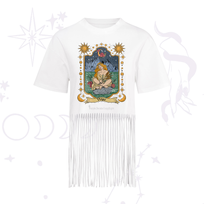 Purplehecate Virgo Zodiac Fringe Hem T-Shirt