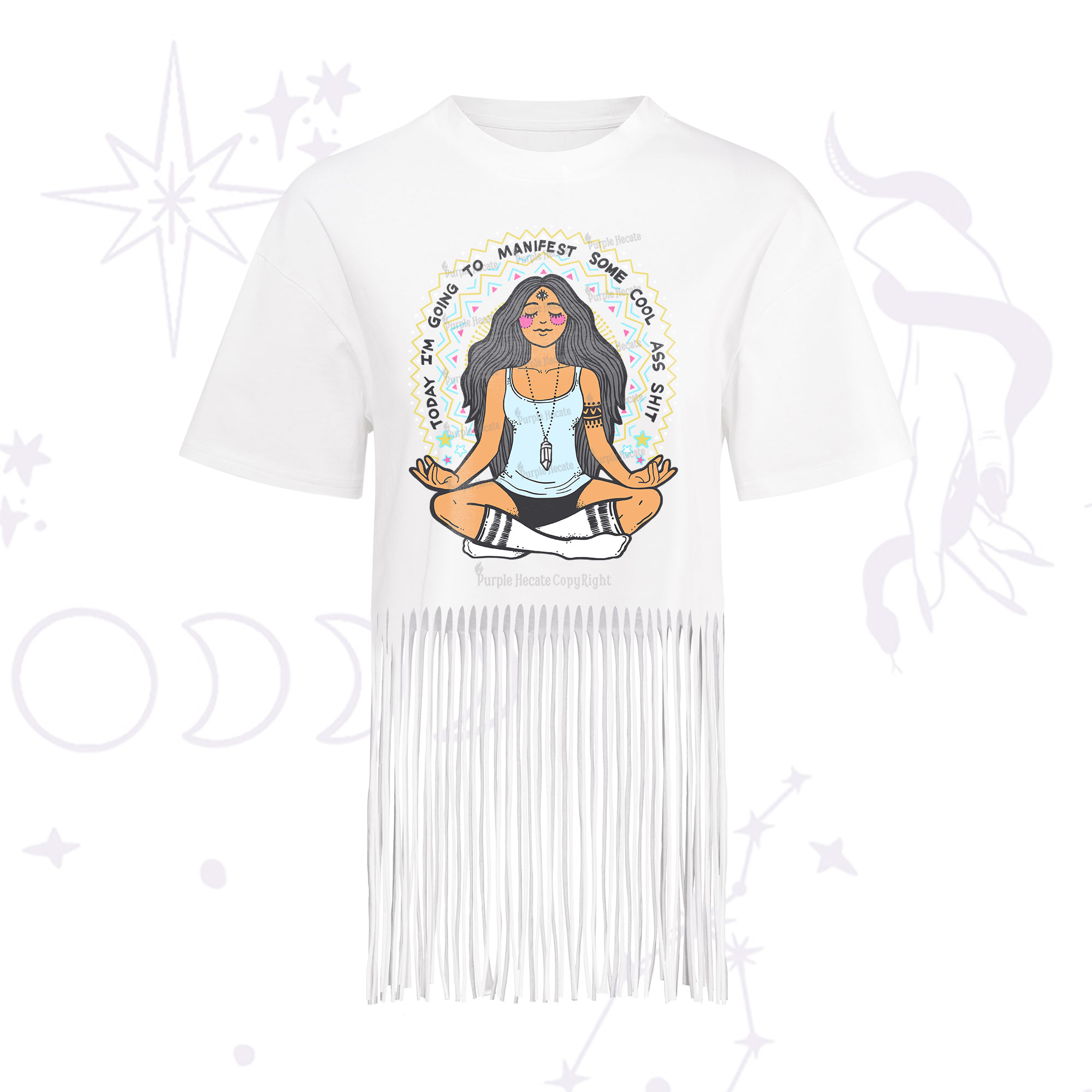 Purplehecate Today I'm Going To Manifest Fringe Hem T-Shirt