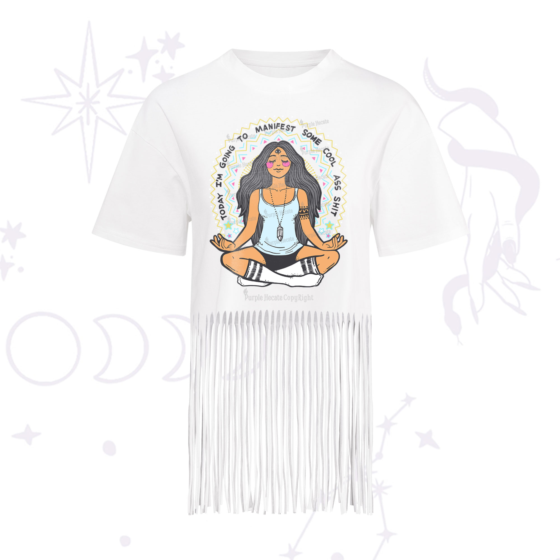 Purplehecate Today I'm Going To Manifest Fringe Hem T-Shirt
