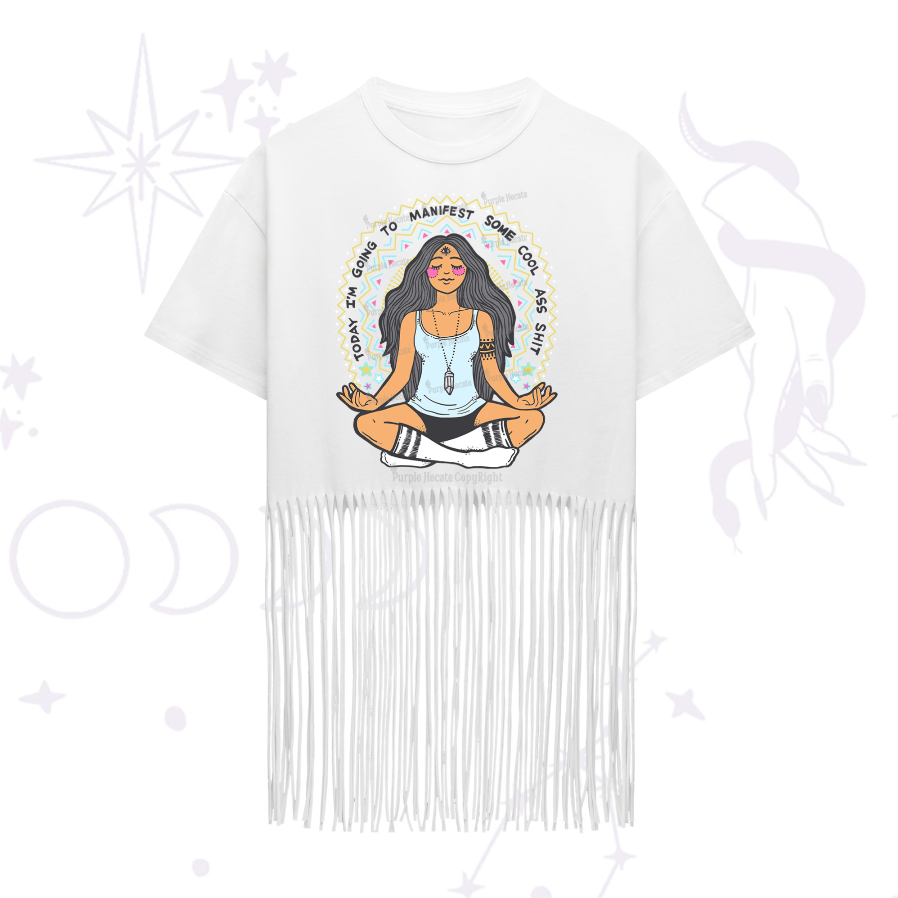 Purplehecate Today I'm Going To Manifest Fringe Hem T-Shirt