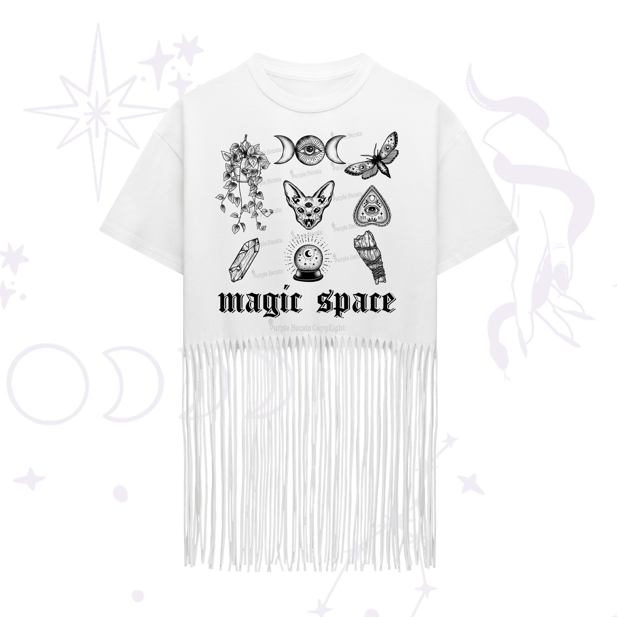 Purplehecate Magic Space Fringe Hem T-Shirt