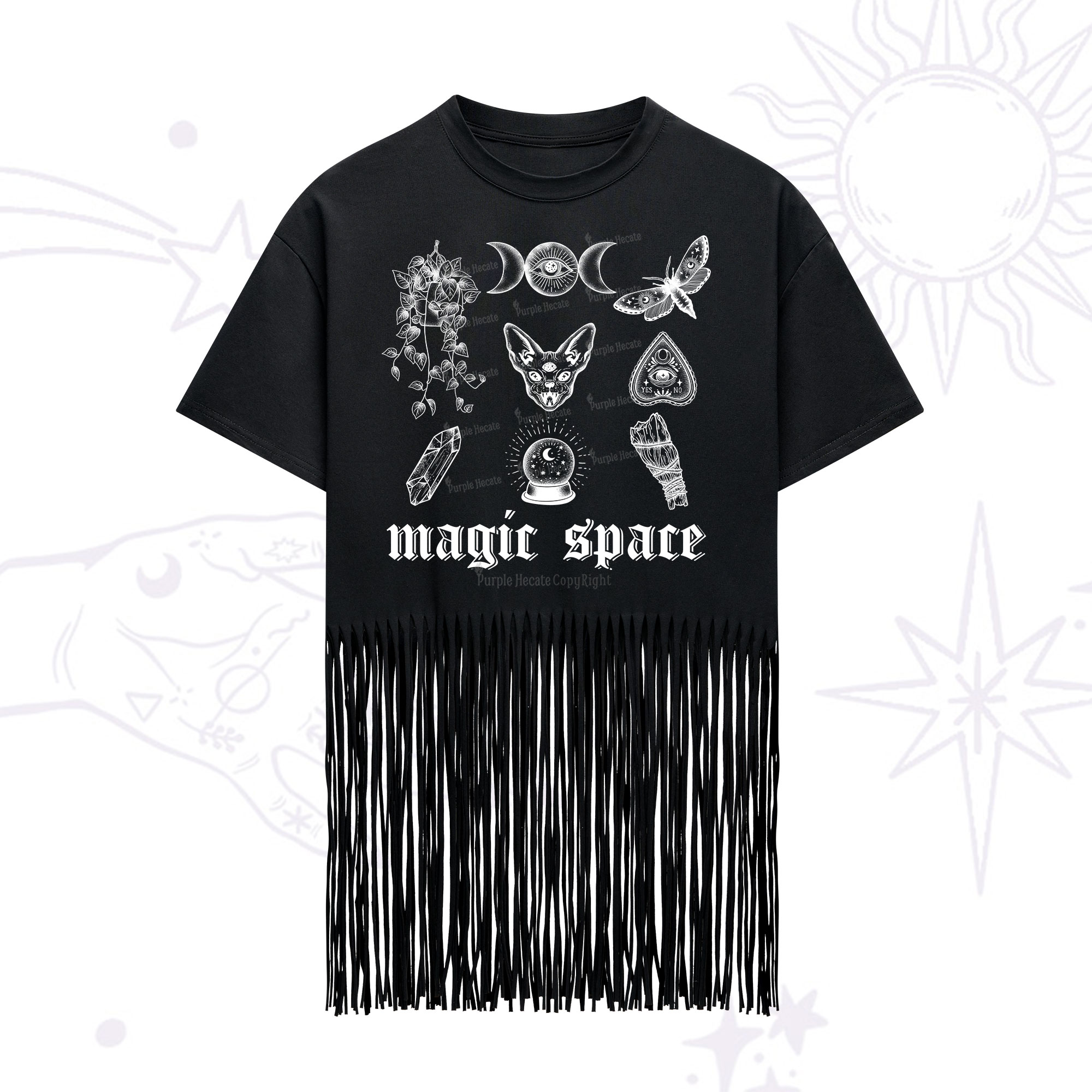 Purplehecate Magic Space Fringe Hem T-Shirt
