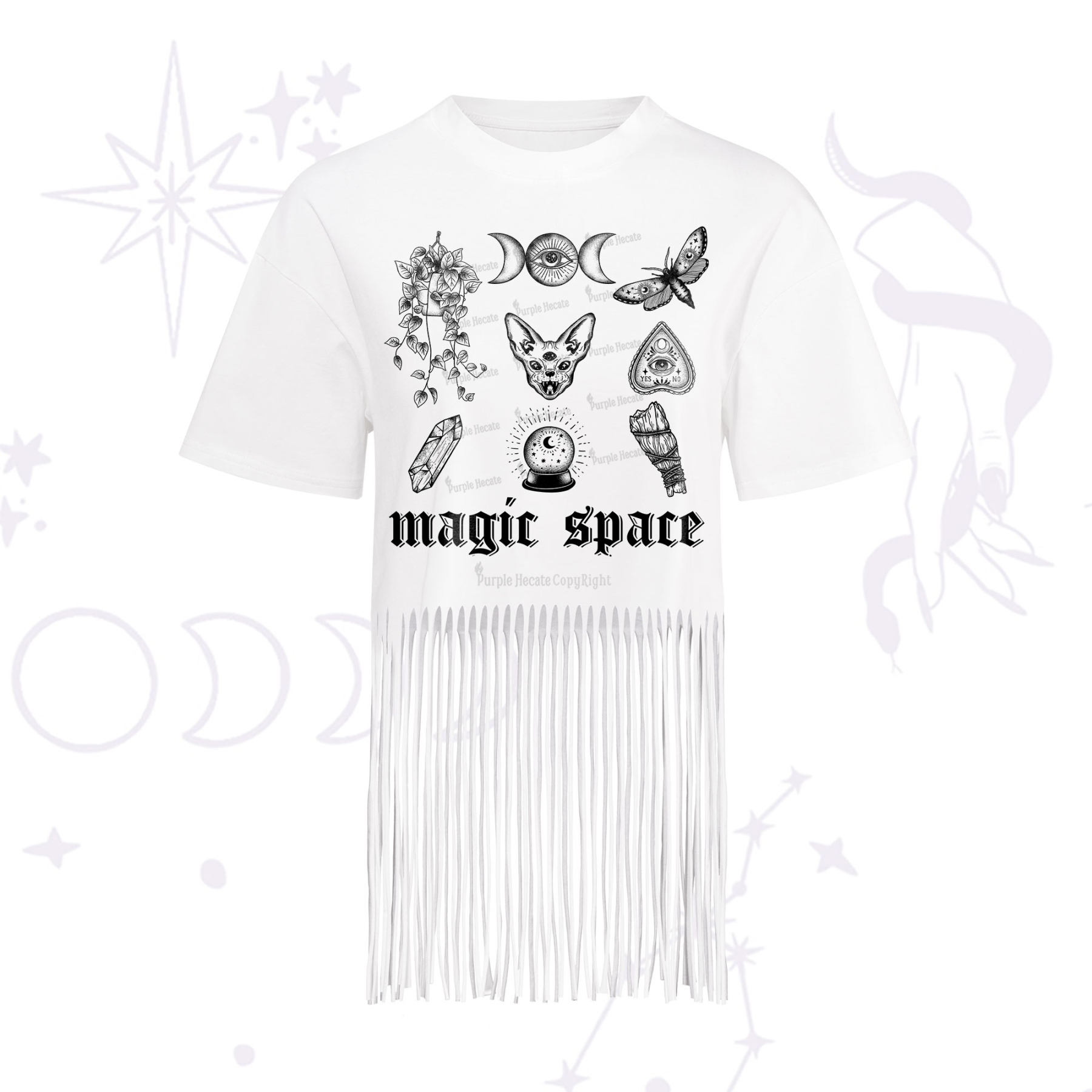Purplehecate Magic Space Fringe Hem T-Shirt