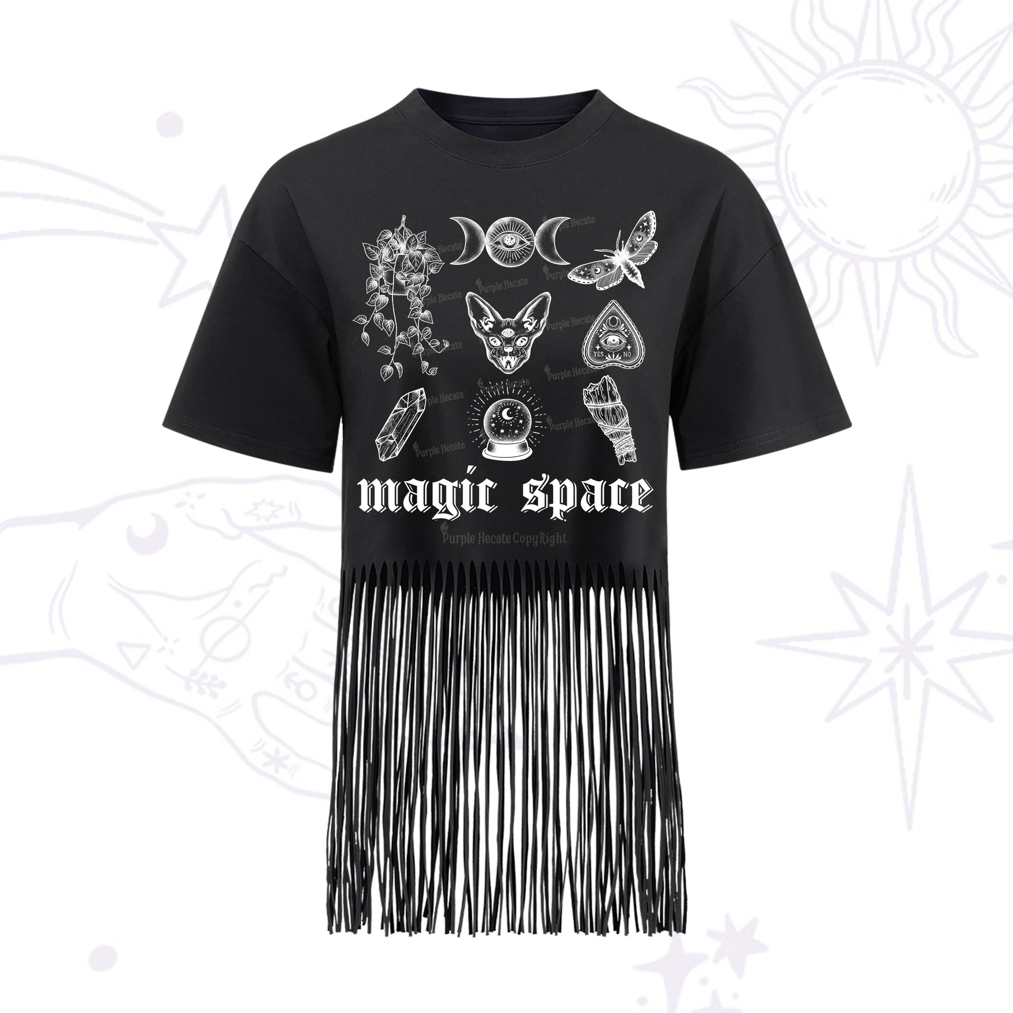 Purplehecate Magic Space Fringe Hem T-Shirt